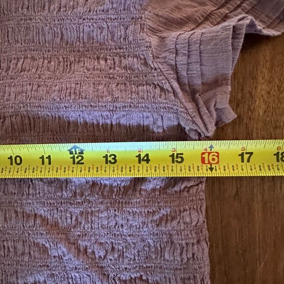 Madewell Lucie Flutter-Sleeve Smocked Bodice Top - Fig Size L - Picture 12 of 12